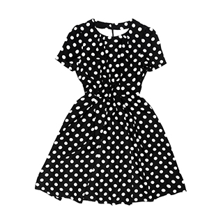 Black Dress with white poka-dots